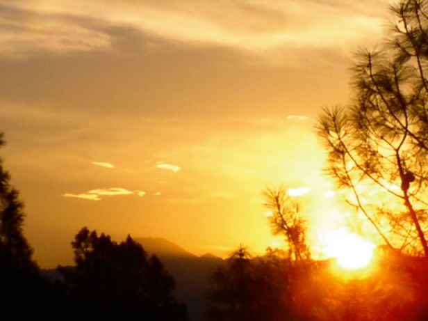 Mt Lassen Silhouette at Sunrise, from Anderson CA, September 20, 2005